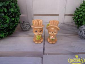 Zajczki w cylinderkach - figurka ceramiczna - 2847633192