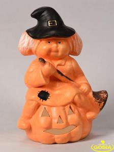 Czarownica na dyni - figurka ceramiczna halloween - 2853428106