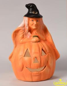 Czarownica na dyni - figurka ceramiczna halloween - 2853428107