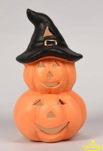 Dynia podwjna w czapce - figurka ceramiczna halloween - 2862438311