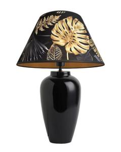 Czarna lampa ceramiczna stoowa BONA z abaurem MONSTERA welur - 2878821811