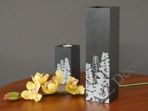 Czarny wazon z drewna PRADO z dekoracjami 33cm [AZ00749] - 2244704482
