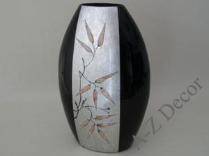 Czarny wazon ceramiczny BAMBOO ze srebrnym wzorem 50cm [AZ01406] - 2244704816