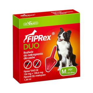 VetAgro Fiprex Duo M, krople na pchy i kleszcze dla psa 10-20 kg, 1 pipeta - 2874413548