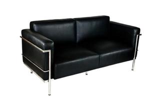 Sofa 2-osobowa Soft GC czarna skra - 2853823621