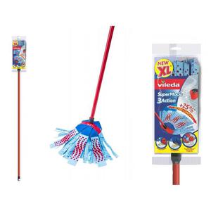 Mop + drek VILEDA Super Mocio 3Action niebieski - 2847294750