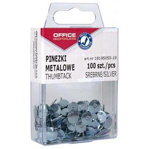 Pinezki OFFICE PRODUCTS srebro op. plastik op.100 - 2847295390