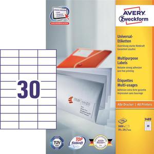 Etykiety AVERY ZWECKFORM uniw. 70x29,7 (30) 3489 - 2847296372