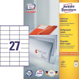 Etykiety AVERY ZWECKFORM uniw. 70x32 (27) 3479 - 2847296373