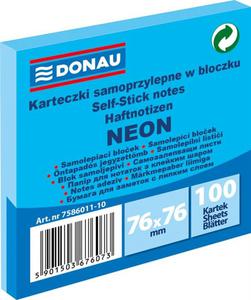 Karteczki samop. DONAU 76x76mm neon - niebieski - 2847297631