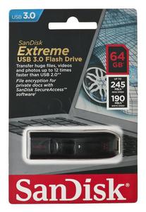Sandisk Flashdrive CRUZER EXTREME 64GB USB 3.0 Srebrno-czarny - 2847302758