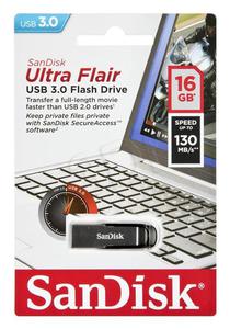 Sandisk Flashdrive ULTRA FLAIR 16GB USB 3.0 srebrno-czarny - 2847302762