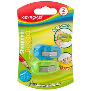 Temperówka KEYROAD Nugget plastikowa podwójna 2szt. blister mix kolorów