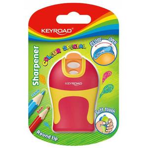Temperwka KEYROAD Soft Touch plastikowa podwjna ostrzenie zaokrglone blister mix kolorw - 2860635633