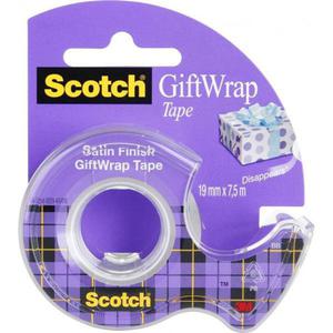 Tama klejca SCOTCH Gift Wrap, do pakowania prezentw, na podajniku, 19mm, 7,5m, transparentna - 2860636226