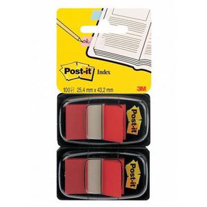 Zakadki indeksujce POST-IT (680-R2EU), PP, 25x43mm, 2x50 kart., czerwone