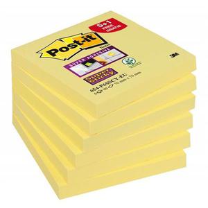 Karteczki POST-IT Super Sticky (654-P6SSCY-EU), 76x76mm, 5+1x90 kart., ty, 1 bloczek GRATIS - 2860636374