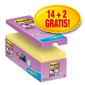 Karteczki Post-it Super Sticky (654-P16SSCY-EU), 76x76mm, 16x90 kart., te, 2 bloczki GRATIS - 2860636375
