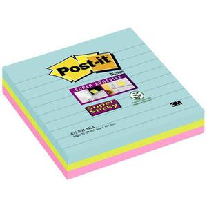 Karteczki POST-IT Super Sticky w linie, (675-SS3-MIA), 101x101mm, 3x70 kart., paleta Miami - 2860636412