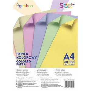 Papier kolorowy GIMBOO A4 100 arkuszy 80gsm 5 kolorów pastelowych