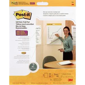 Arkusze konferencyjne Post-it Super Sticky, na cian, 58,4x50,8cm, 8 paski Command, 2x20 kart., biae - 2860637254