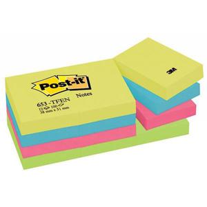 Karteczki samop. POST-IT 653-TFEN, 38x51mm, 12x100 kart., paleta energetyczna - 2860639576