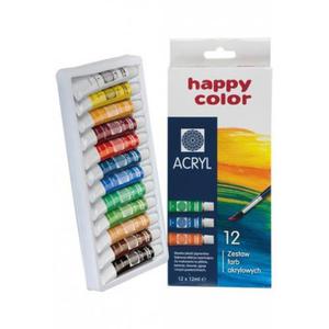 Farba akrylowa HAPPY COLOR 12ml. zestaw 12 kolorw - 2860642913