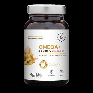 Omega+ dla noworodkw, niemowl? t i dzieci (kapsuki twist-off) - Kwasy Omega 3 180 EPA 120 DHA + Witamina D3 400 IU (60 kaps.) - 2869532775