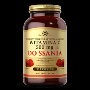 SOLGAR Witamina C 500 mg do ssania - naturalny smak urawinowo-malinowy 90 tabletek - 2867067451