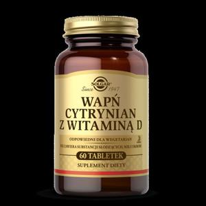 SOLGAR Wap cytrynian z witamin D 60 tabletek - 2867067506