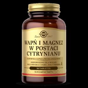 SOLGAR Wap i Magnez w postaci Cytrynianu 50 tabletek - 2867067507