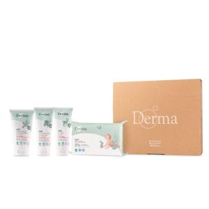 Derma Eco Baby zestaw ma agodzca 100ml + krem pielgnacyjny 100ml + szampon/mydo do kpieli 150ml + chusteczki nawilane 64szt (P1) - 2875477339