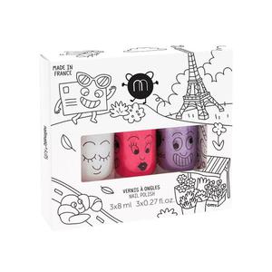 Nailmatic Kids City zestaw lakierw do paznokci Super 8ml + Kitty 8ml + Piglou 8ml (P1) - 2875479739