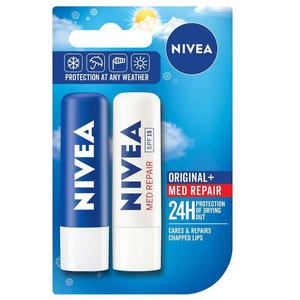 Nivea Zestaw Original Care Lip pomadka ochronna do ust 5.5ml + Med Repair SPF15 pielegnujca pomadka do ust 5.5ml (P1) - 2875481157