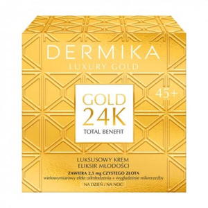 Dermika Luxury Gold 24K Total Benefit 45+ luksusowy krem eliksir modoci na dzie i na noc 50ml (P1) - 2875482560