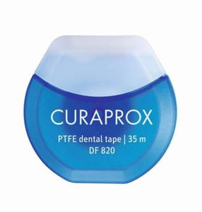 CURAPROX DF 820 PTFE dental Tape - teflonowa, mitowa tama dentystyczna nasczona chlorheksydyn...