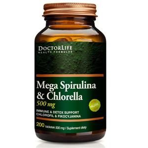 DOCTOR LIFE Mega Spirulina Chlorella 500mg suplement diety 200 tabletek (P1) - 2875484561