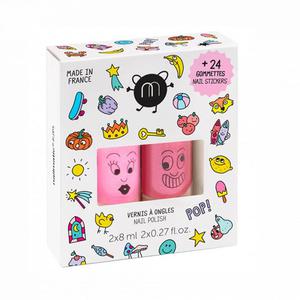 NAILMATIC SET Pop Set zestaw lakierw do paznokci Dolly 8ml + Kitty 8ml + naklejki na paznokcie 24szt (P1) - 2875488681