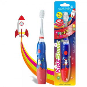 BRUSH-BABY - KIDZSONIC Rocket szczoteczka soniczna dla dzieci w wieku 3+ lat z rakiet - 2858731011