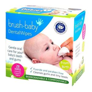 BRUSH-BABY Dental Wipes - chusteczki z xylitolem do czyszczenia dzise i zbw mlecznych (0-16 miesicy) 28 szt. - 2858731220