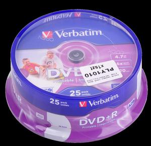 DVD+R VERBATIM 4,7 GB 16X PRINT. FULL FACE CAKE 25szt. - 2837780942