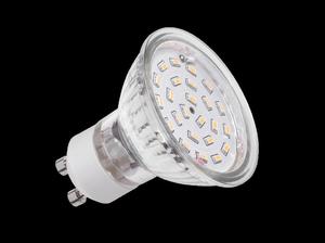 Lampa LED (24x3014 SMD) 4.5W, GU10, 3000K, 230V (szklana obudowa)