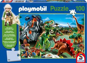 Puzzle 100 el. PLAYMOBIL W wiecie dinozaurw + figurka - 2825168034