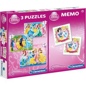 Puzzle 3w1 memo Ksiniczki CLEMENTONI