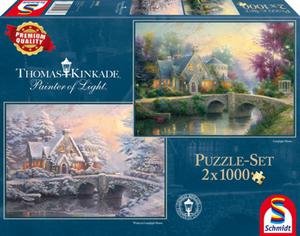 PQ Puzzle 2 x 1000 el. THOMAS KINKADE Lamplight (wiosna/zima) - 2825171973