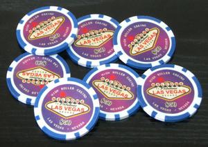 etony pokerowe z nominaami 25 szt. NIEBIESKIE (Las Vegas) - 2825172168