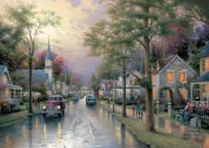 Puzzle 1000 el. THOMAS KINKADE Poranek w rodzinnym miecie