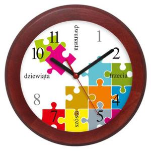Zegar drewniany rondo Puzzle - 2822993706