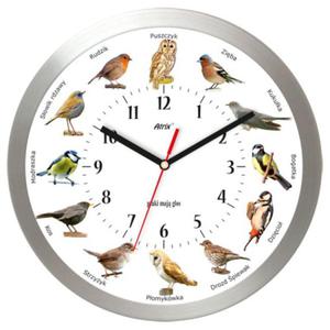 Zegar aluminiowy z gosami 12 ptakw #2B - 2860187076