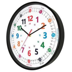 Zegar czarny do nauki odczytu czasu PL - 2860187441
